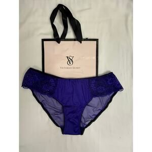 NWT Victoria’s Secret “Gorgeous Bikini” Satin & Sheer Lace Panty Purple Size M